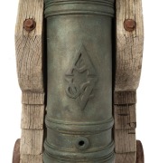 V.O.C. DUTCH EAST INDIA COMPANY antique bronze cannon, stamped "V.O.C." with Amsterdam foundry mark "A", circa 1750. Verified by the Fremantle Maritime Museum in Western Australia. The cannon is accompanied by a selection of carriage parts which were gift - 2