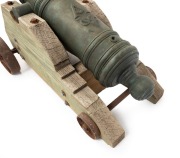 V.O.C. DUTCH EAST INDIA COMPANY antique bronze cannon, stamped "V.O.C." with Amsterdam foundry mark "A", circa 1750. Verified by the Fremantle Maritime Museum in Western Australia. The cannon is accompanied by a selection of carriage parts which were gift - 3