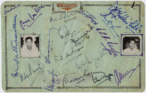 CEYLON/SRI LANKA: Album "Touring Teams To & From Sri Lanka", containing c1950 Ceylon team autograph page; 1952 Commonwealth XI (v MCC at Colombo - includes Keith Miller, Neil Harvey, Graham Hole, Vinoo Mankad & F.J.de Saram; collection of 1975-1999 Sri La