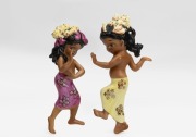 BROWNIE DOWNING pair of porcelain figural wall plaques, mid 20th century, stamped "Brownie Downing Design", ​​​​​​​16cm and 17cm high