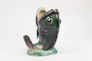 WEMBLEY WARE lustre glazed ceramic fish vase, impressed "Wembley Ware" with additional black factory mark, 17cm high