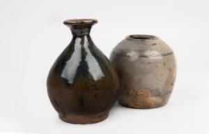 Two antique Chinese ceramic pots, purported to have been excavated in the Victorian goldfields, 19th century, the larger 17cm high