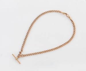 An antique 9ct gold fob chain, 19th/20th century, stamped "9ct ", 43.5cm long, 33 grams