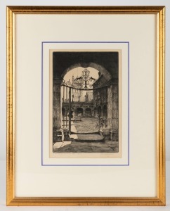 JOHN CHARLES GOODCHILD (1898-1980), The Little Cloister, Westminster Abbey, dry point etching, signed and titled in the lower margin, 27 x 18cm, 49 x 39cm overall