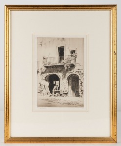 LIONEL ARTHUR LINDSAY (1874-1961), The Wash, Taormina, dry point etching, signed lower left "Lionel Lindsay", 27 x 19cm, 49 x 40cm overall