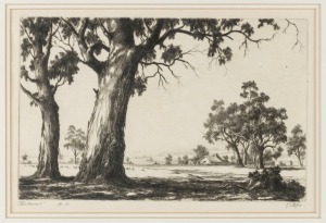 ERNEST EDWIN ABBOTT (1888-1973), I.) The Creek, II.) Pastoral, dry point etchings, titled in pencil in lower margin, signed with Abbott's pseudonym "G. Cope", ​​​​​​​the larger 15 x 26cm, 38 x 46cm overall