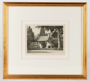 ERNEST EDWIN ABBOTT (1888-1973), Captain Cook's Cottage, dry point etching, titled in pencil in lower margin, signed with Abbott's pseudonym "G. Cope", ​​​​​​​ 14 x 18cm, 35 x 38cm overall