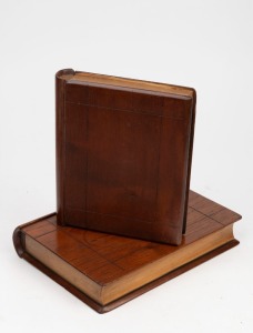 Two antique Australian cedar book boxes, 19th/20th century, the larger 25cm high