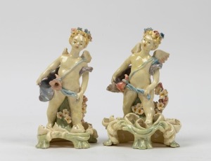 GWEN WATSON pair of pottery angel statues, ​​​​​​​one incised "G. Watson", 17cm high