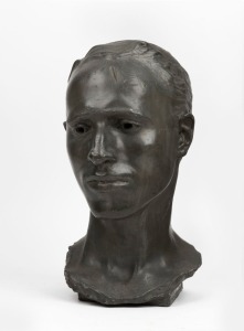 E.W. McGOWAN, "FRANK DUNSTAN" cast metal bust, signed and dated 1913, 35cm high