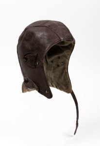 A vintage aviation leather cap, mid 20th century,