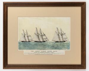 "Clipper Ship Dreadnought off Sandy Hook, 1854" and "The Great Ocean Yacht Race between the Henrietta, Fleetwing & Vesta...East of Sandy Hook...1866"; individually framed & glazed prints, each overall 48 x 58cm. (2).