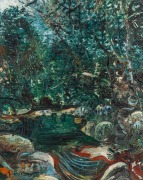 JOHN PERCEVAL&nbsp;(1923-2000), (landscape with bridge), oil on composition board, signed lower left "Perceval, '59", 66 x 53cm, 85 x 72cm overall PROVENANCE: Purchased by the vendors father directly from the artist, who were close friends