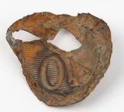 EUREKA STOCKADE: 40th Regiment of Foot hat badge (Albert pattern). Missing crown top. Note: This piece was discovered by a metal detectorist&nbsp;in the Victorian Goldfields. Relic condition with what appears to be a musket ball hole. Rare. 7cm high. - 2