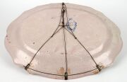 An antique&nbsp;French majoilca meat platter with hand-painted country scene, signed lower right "Berghem, 1767", 51cm wide - 2