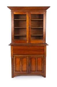 An impressive antique Australian fiddleback blackwood secretaire bookcase, 19th/20th century, 208cm high, 120cm wide, 48cm deep