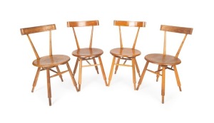 FRED WARD set of four Queensland maple "DC1" dining chairs made for FLER, Melbourne, mid 20th century