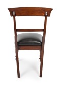 A set of six Colonial Australian cedar spade back dining chairs with faceted tapering legs and drop in black leather upholstered seats, circa 1845 - 3