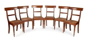 A set of six antique Australian cedar spade back dining chairs with turned legs and rattan seats, early to mid 19th century, 92cm high