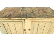 An antique Australian two door cabinet with original green and yellow painted finish, South Australian origin, 19th century, 96cm high, 145cm wide, 57cm deep - 2