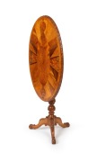 An antique New Zealand specimen wood oval tilt-top occasional table with carved tripod base, 19th century, 70cm high, 79cm wide, 56cm deep - 3
