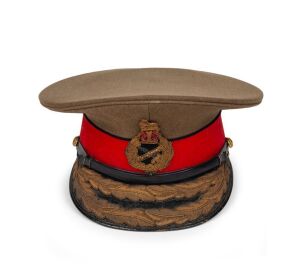 AN AUSTRALIAN GENERAL'S CAP, made by Hawkes & Co. Ltd., 1, Savile Row W., circa 1920s. With evidence of being worn, including perspiration stains to inner lining. Otherwise in superb condition. While it is rare to see a General's cap on the market - from any period of Australia's military history - this cap may be truly unique and important. Acquired some years ago by the present vendor, from a prominent Ballarat collector/dealer, who passed away recently.