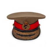 AN AUSTRALIAN GENERAL'S CAP, made by Hawkes & Co. Ltd., 1, Savile Row W., circa 1920s. With evidence of being worn, including perspiration stains to inner lining. Otherwise in superb condition. While it is rare to see a General's cap on the market - from 
