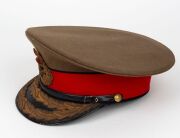 AN AUSTRALIAN GENERAL'S CAP, made by Hawkes & Co. Ltd., 1, Savile Row W., circa 1920s. With evidence of being worn, including perspiration stains to inner lining. Otherwise in superb condition. While it is rare to see a General's cap on the market - from - 2