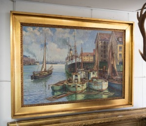 GEORGE GUNDORFF&nbsp;(1876-1925), (canal scene, Copenhagen), oil on canvas, signed lower right "Gundorff", 67 x 98cm, 87 x 118cm overall