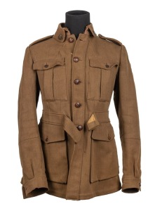 ERNEST ALBERT EPPLE, 1st. A.I.F. 11th FIELD ARTILLERY BRIGADE: WWI tunic with Rising Sun lapel badges and patches and original Turkish-knot style buttons. Epple was in the motor transport battalion. The tunic is made from barathea material and was probab