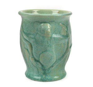 MELROSE WARE green glazed pottery vase with koala decoration, 12cm high