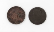 CONVICT LOVE TOKENS twohalf penny examples with engraved initials, 18th/19th century, 2.5cm diameter - 2