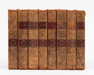 JOSEPH ADDISON, "The Spectator - Parson's Edition of Select British Classics", [London : J. Parsons, 1793] in 8 vols.; 12mo., contemporary full calf; spines with red labels, gilt. 20th century owner's stamp on all 8 titles.