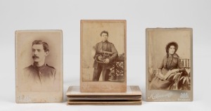 SALVATION ARMY: Group of thirteen salon cabinet portrait photographs of members of the Australian Salvation Army, Sydney, Brisbane and Melbourne photographers; together with a theatrical portrait by Wellesley Brown of Geelong, late 19th century, (14 items