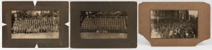 1914 large-format photographs by Melbourne photographer, Algernon Darge in 1914: "F Coy. 5BN 1st A.I.F. Marching to Camp 19/8/14"; "H. Co. 5th BATT."; and, "B Co. 7th BATT."; the images all approx. 18 x 30cm and laid down on backing cards (which are defective).