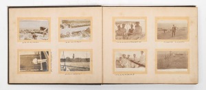 A "Kodak Souvenirs" photo album containing 97 snapshots which appear to have been taken by an officer on-board "H.M.A.T.S. Anglo-Egyptian". The cargo ship was leased by the Australian Commonwealth between 1915 and 1917 and used as a troop transport. Many of the images are annotated at Salonika, Alexandria, off Lemnos, Persian Gulf, Basra on the River Tigris, as well as other ships, soldiers of Allied countries and Turkish prisoners.