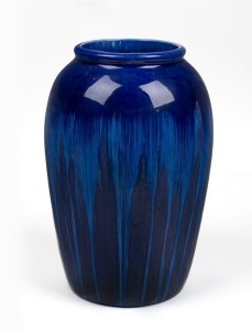 MELROSE WARE blue glazed pottery mantle vase, stamped "Melrose Ware, Australian", 29cm high