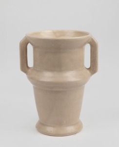 MELROSE WARE cream glazed pottery two handled mantle vase, stamped "Melrose Ware, Australian", 24cm high