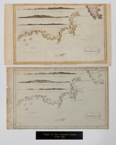 ALEXANDER HOGG, Chart of Van Diemen's Land, [London, circa 1784), engraved by T. Bowen for "A New Accurate...and Complete History of a Voyage Round the World...", 2 examples, one attractively hand-coloured, each approx. 23 x 39cm. (2).