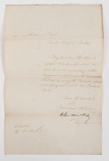 A SLIGHT MISUNDERSTANDING?. A manuscript letter dated 19th Nov.1846 to Mr. Thomas, Under Sheriff of Calcutta, explaining that "I beg to return this letter to Captain Charlesworth which he refuses to receive as contrary to the Engagement entered into with 