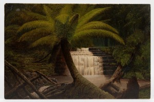 WILLIAM CARL BURROWS (1852-1917), Liffey Falls, Tasmania, oil on board, signed lower right "W.C. Burrows", ​​​​​​​30.5 x 47cm