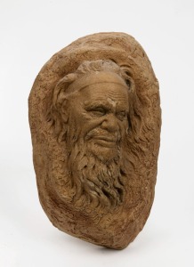 WILLIAM RICKETTS pottery wall plaque of an Aboriginal elder, incised "Wm. Ricketts", 25cm high