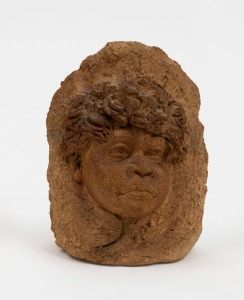 WILLIAM RICKETTS free standing pottery sculpture with Aboriginal face, incised "Wm. Ricketts", 16cm high