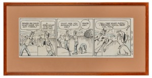 BLUEY & CURLEY framed original cartoon artwork by Les Dixon, with additional endorsement lower right dated 1972, 33 x 66cm overall