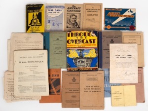 R.A.F., R.A.A.F. and Civilian range of instructional, information and training publications, mainly 1940-45 including R.A.A.F. Educational Service "Instructional Course for Air Crew Reservists", "Japanese Aeroplanes - Aircraft Identification" booklet, "Through The Overcast" by Assen Jordanoff, R.A.A.F. "Manual for Air Crew Reservists", "Oxygen Sense", "The Vickers Gun Simplified", "The AIrcraft Captain", "War Gases - Learn and Live", "How to avoid flying accidents due to Weather", etc.
