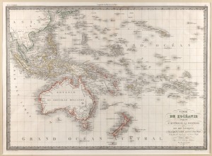 ALEXANDRE EMILE LAPIE, Carte De L'Oceanie - Contenant L'Australie, La Polynesie et Les Isles Asiatiques.... [Paris, 1842], copper engraved, with some hand-colouring, 40 x 55cm; mounted.