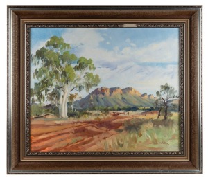 DERMONT HELLIER (1916-2006), Hermannsburg Road, Alice Springs, oil on canvas, board, signed lower right "Dermont Hellier, '70", ​​​​​​​50 x 60cm, 68 x 78cm overall