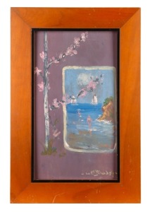 WILLIAM BLUNDELL (1946–2023), (window view on lilac), oil on board, signed lower right "Will Blundell", 41 x 23cm, 54 x 36cm overall