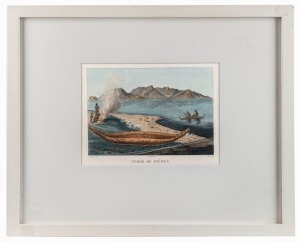 Terre de Diemen, hand-coloured engraving, 17 x 23cm, 39 x 48cm overall