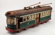 A scratch-built model tram in barn find relic condition, mid 20th century, ​​​​​​​93cm long - 4